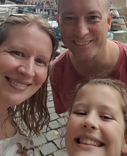 Nicola Stephens with husband and daughter