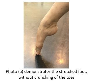 A stretched pointed foot