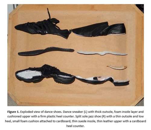 Exploded view of dance shoes