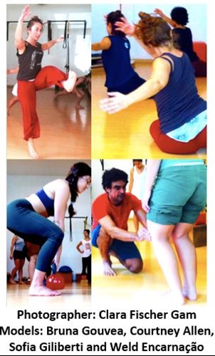 Collage of dancers training
